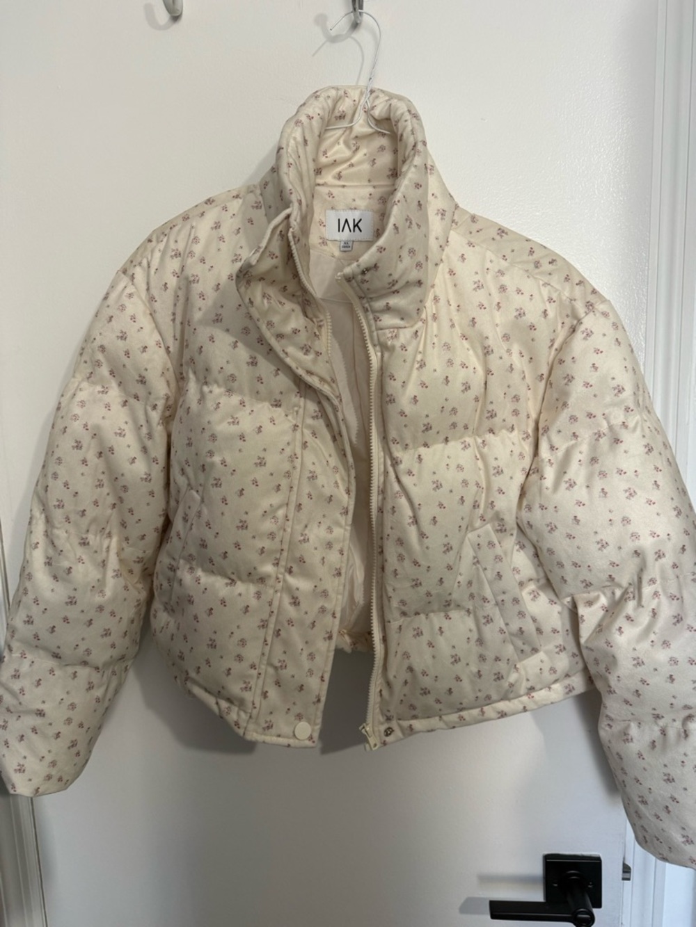Cream Floral Puffer Jacket